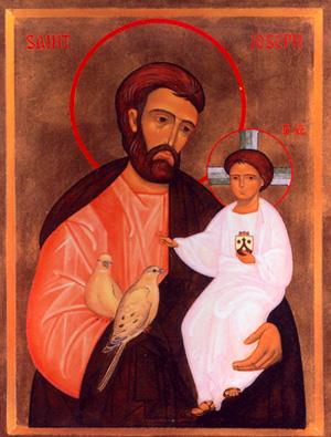 Icône de saint Joseph portant l'enfant Jésus