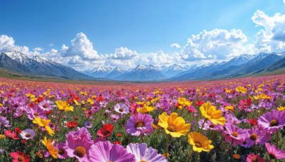 Montagnes et fleurs
